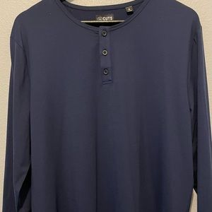 Cuts Clothing Navy Curved Hem Henley XL